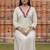 women ethnic motifs embroidered regular thread work liva kurta with trousers
