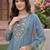 women ethnic motifs embroidered regular thread work liva kurta with trousers & with dupatta