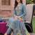 women ethnic motifs embroidered regular thread work liva kurta with trousers & with dupatta