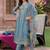 women ethnic motifs embroidered regular thread work liva kurta with trousers & with dupatta
