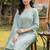 women ethnic motifs embroidered regular thread work kurta with trousers & with dupatta