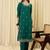 women ethnic motifs embroidered regular thread work kurta with trousers & with dupatta