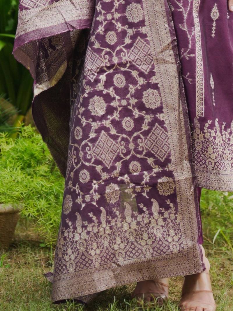 women ethnic motifs regular kurta with trousers & with dupatta