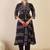 women printed empire cotton kurta with trousers & with dupatta