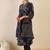 women printed empire cotton kurta with trousers & with dupatta