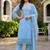 women ethnic motifs embroidered regular thread work cotton kurta with trousers & with dupatta