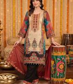 women ethnic motifs printed regular kurta with trousers & with dupatta