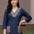 women ethnic motifs embroidered regular thread work cotton kurta with trousers