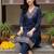 women ethnic motifs embroidered regular thread work cotton kurta with trousers