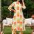 women printed regular cotton kurta with trousers