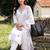women ethnic motifs embroidered regular thread work cotton kurta with trousers & with dupatta