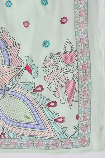 women ethnic motifs printed empire cotton kurta with trousers & with dupatta