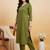 women ethnic motifs regular mirror work kurta with trousers