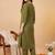 women ethnic motifs regular mirror work kurta with trousers