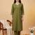 women ethnic motifs regular mirror work kurta with trousers