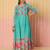 women floral printed empire thread work cotton kurta with trousers & dupatta