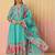 women floral printed empire thread work cotton kurta with trousers & dupatta