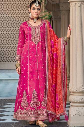 women ethnic motifs embroidered regular kurta with palazzos & with dupatta