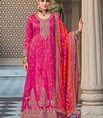 women ethnic motifs embroidered regular kurta with palazzos & with dupatta