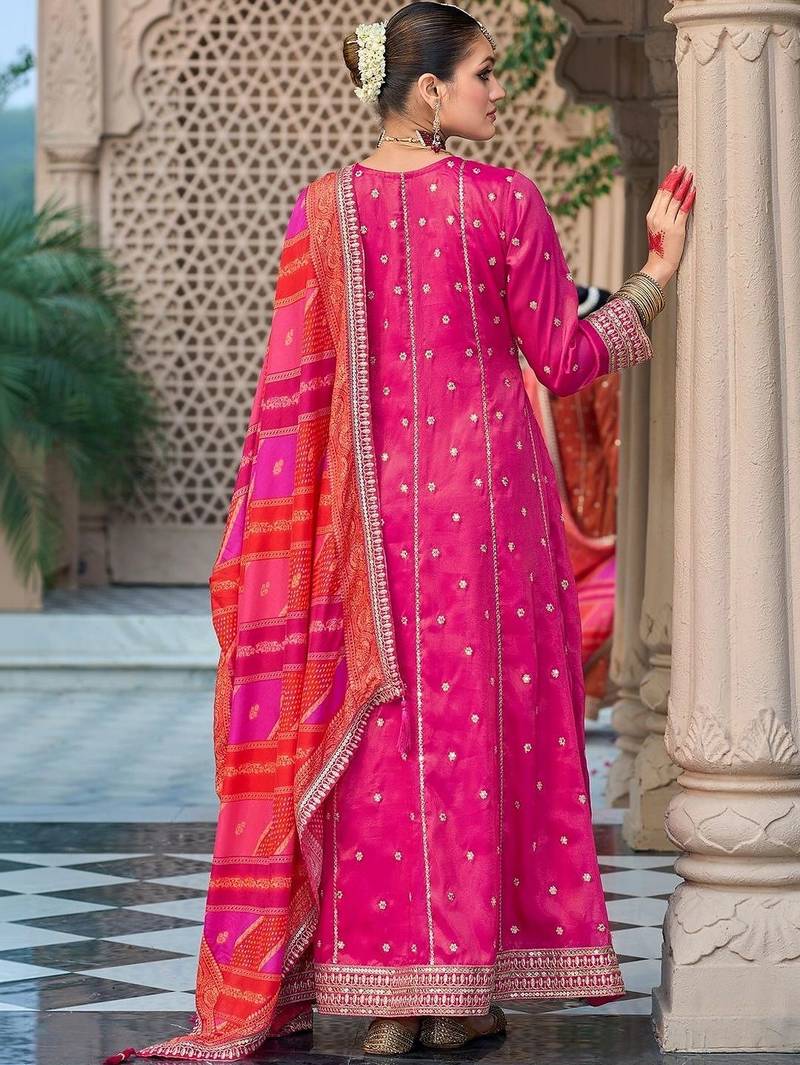 women ethnic motifs embroidered regular kurta with palazzos & with dupatta