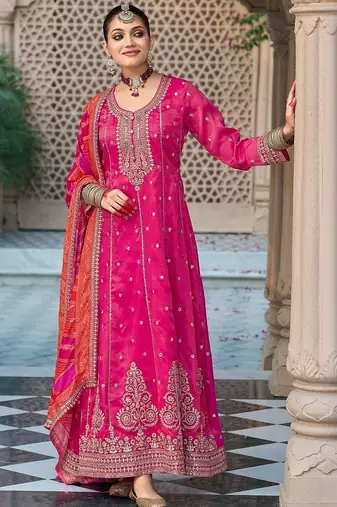 women ethnic motifs embroidered regular kurta with palazzos & with dupatta