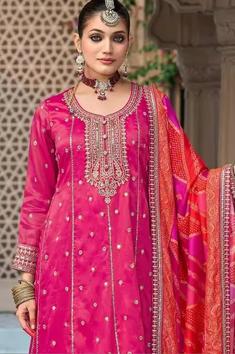 women ethnic motifs embroidered regular kurta with palazzos & with dupatta