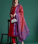 women ethnic motifs regular kurta with trousers & with dupatta