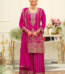 women ethnic motifs embroidered regular mirror work kurta with palazzos & with dupatta
