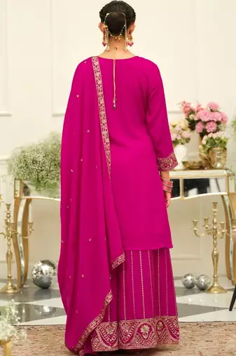 women ethnic motifs embroidered regular mirror work kurta with palazzos & with dupatta