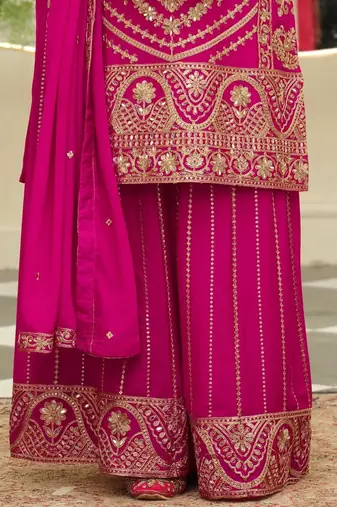 women ethnic motifs embroidered regular mirror work kurta with palazzos & with dupatta