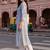 women printed regular cotton kurta with trousers