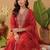 women ethnic motifs embroidered regular thread work liva kurta with trousers & with dupatta