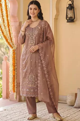 women ethnic motifs embroidered regular beads and stones kurta with trousers & with dupatta