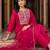 women ethnic motifs embroidered regular thread work liva kurta with trousers & with dupatta