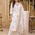 women ethnic motifs embroidered regular thread work cotton kurta with trousers & with dupatta