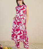 women floral printed regular cotton kurta with trousers