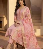 women ethnic motifs regular thread work kurta with trousers & with dupatta