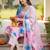 women floral printed regular thread work kurta with trousers & with dupatta