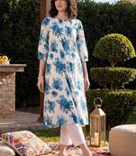 women floral printed regular cotton kurta with trousers