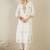 women floral embroidered regular thread work cotton kurta with trousers & with dupatta