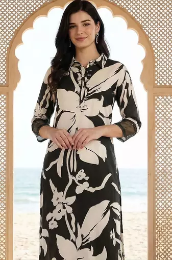 women floral printed regular kurta with trousers