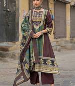women ethnic motifs printed regular mirror work cotton kurta with trousers & with dupatta