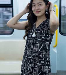 women printed regular cotton kurta with trousers