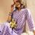 women printed regular thread work cotton kurta with trousers