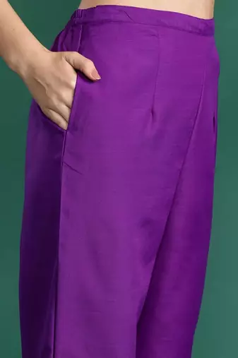 women ethnic motifs embroidered regular thread work liva kurta with trousers & with dupatta