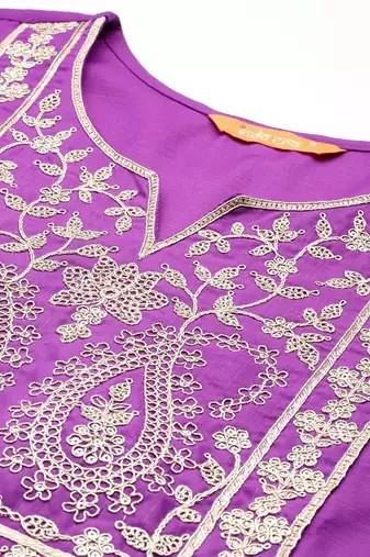 women ethnic motifs embroidered regular thread work liva kurta with trousers & with dupatta