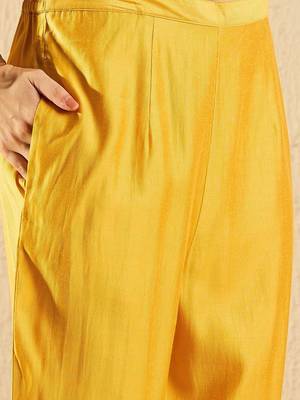 women ethnic motifs embroidered regular thread work liva kurta with trousers & with dupatta 7