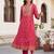 women ethnic motifs printed regular thread work cotton kurta with trousers