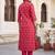 women ethnic motifs printed regular thread work cotton kurta with trousers