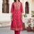 women ethnic motifs printed regular thread work cotton kurta with trousers